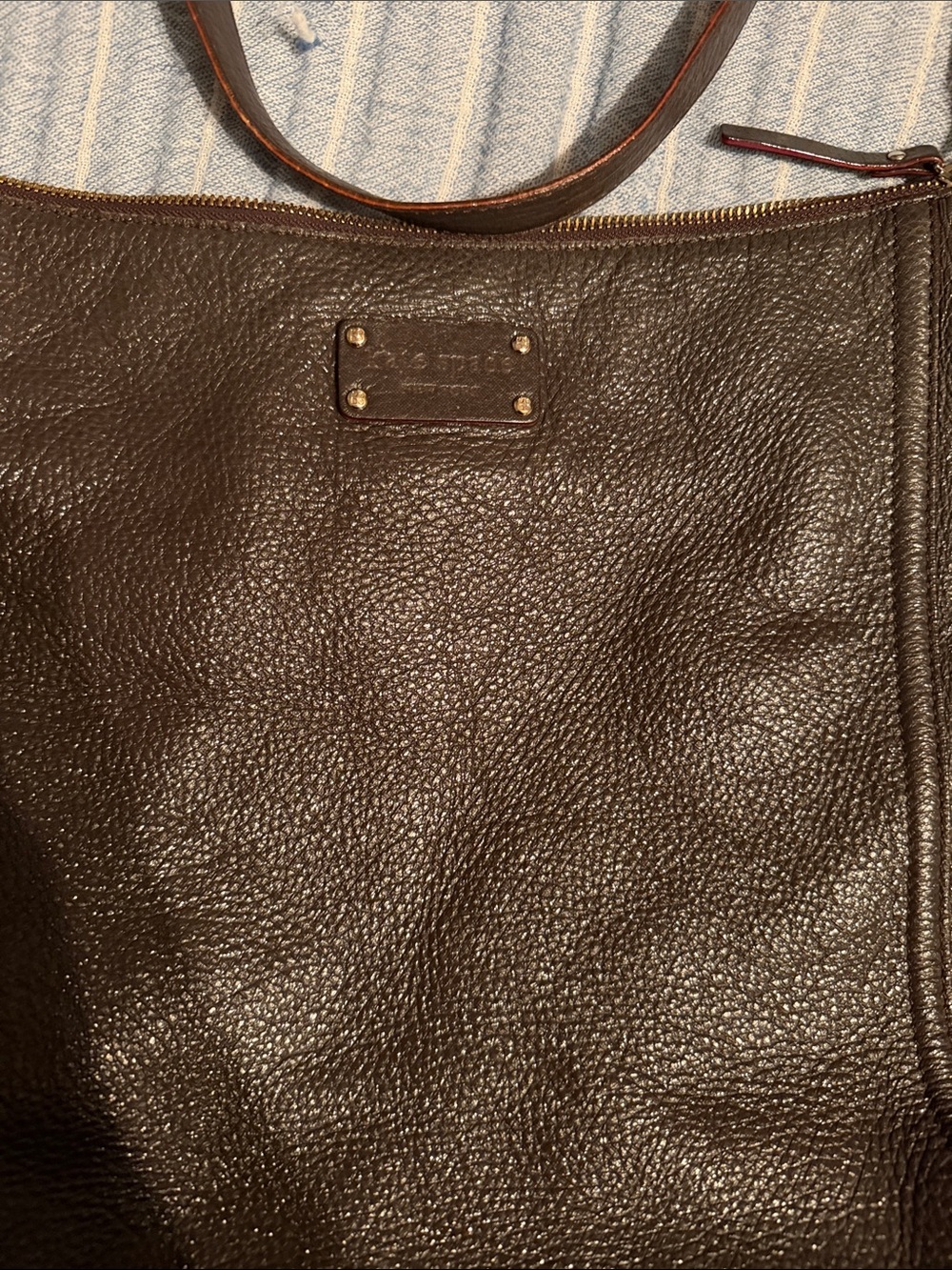 kate spade Dark Brown Pebbled Leather Hobo Bag